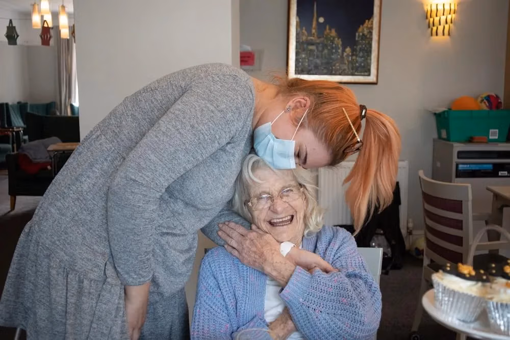 A happy resident at Richmondwood care home